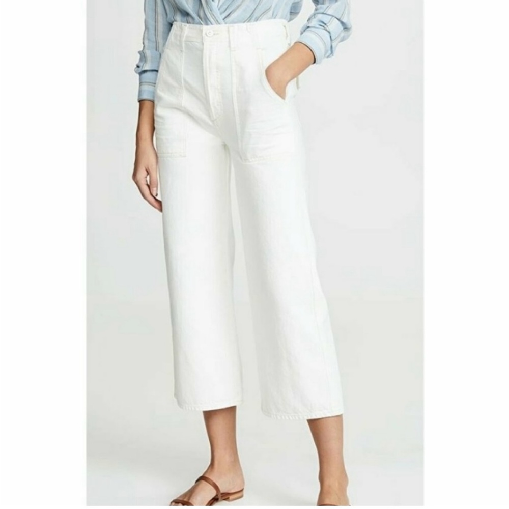 Citizens Of Humanity White Eva Utility Cropped Wide-Leg Pants Size 30